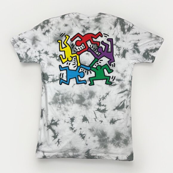 Keith Haring Graphic Gray Tie Dye T-Shirt Full Circle Dancing Graphic Size M - Picture 1 of 16